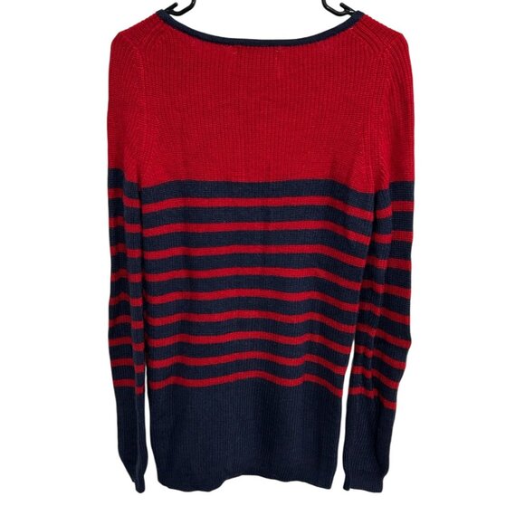 Banana Republic Heritage Red & Navy Striped Wool Blend Sweater M - Picture 2 of 8
